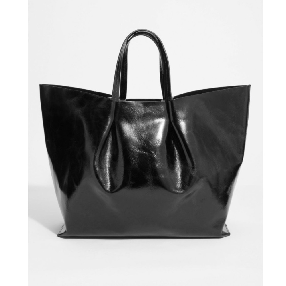 Black patent leather tote bag by & Other Stories